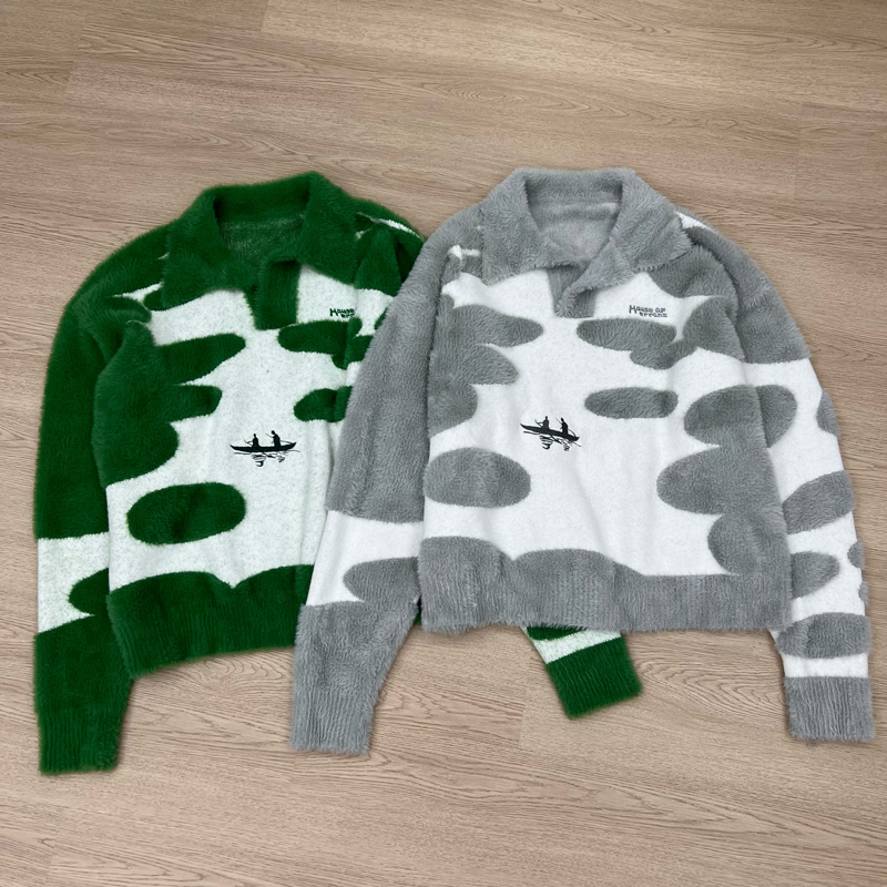 Men'S Fashion Zip Sweater - ストリートウェアトレンド ハウス・オブ・エラーズ セーター カジュアル ルーズ ジャカード