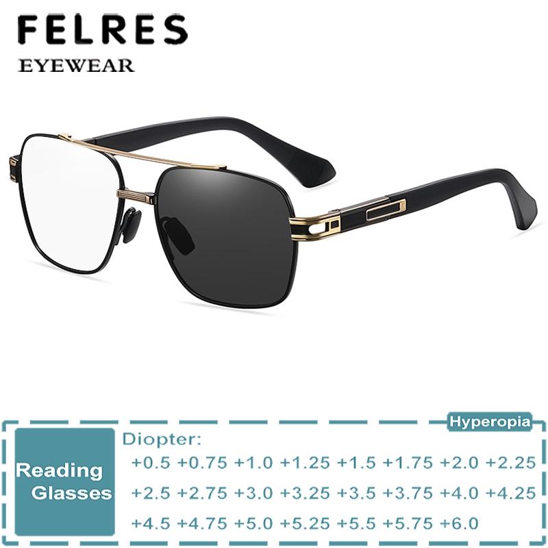 Mens Fashion Discord - 金属プレミアムフォトクロミック老眼鏡男性スクエア老眼メガネ女性ファッション変色メガネカスタマイズされた視度