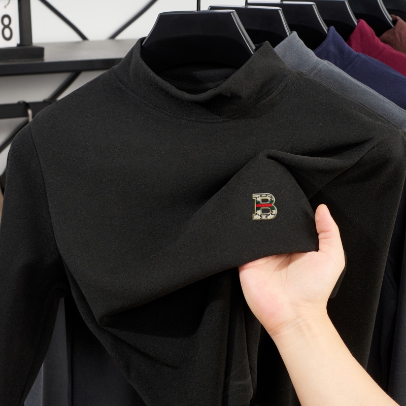 Mens Fashion Trend - メンズ新作ファッショナブルなレタープリント入り春秋用ハーフハイネック長袖パーカー、普段使いや通勤に適したカジュアルで多用途なトップス