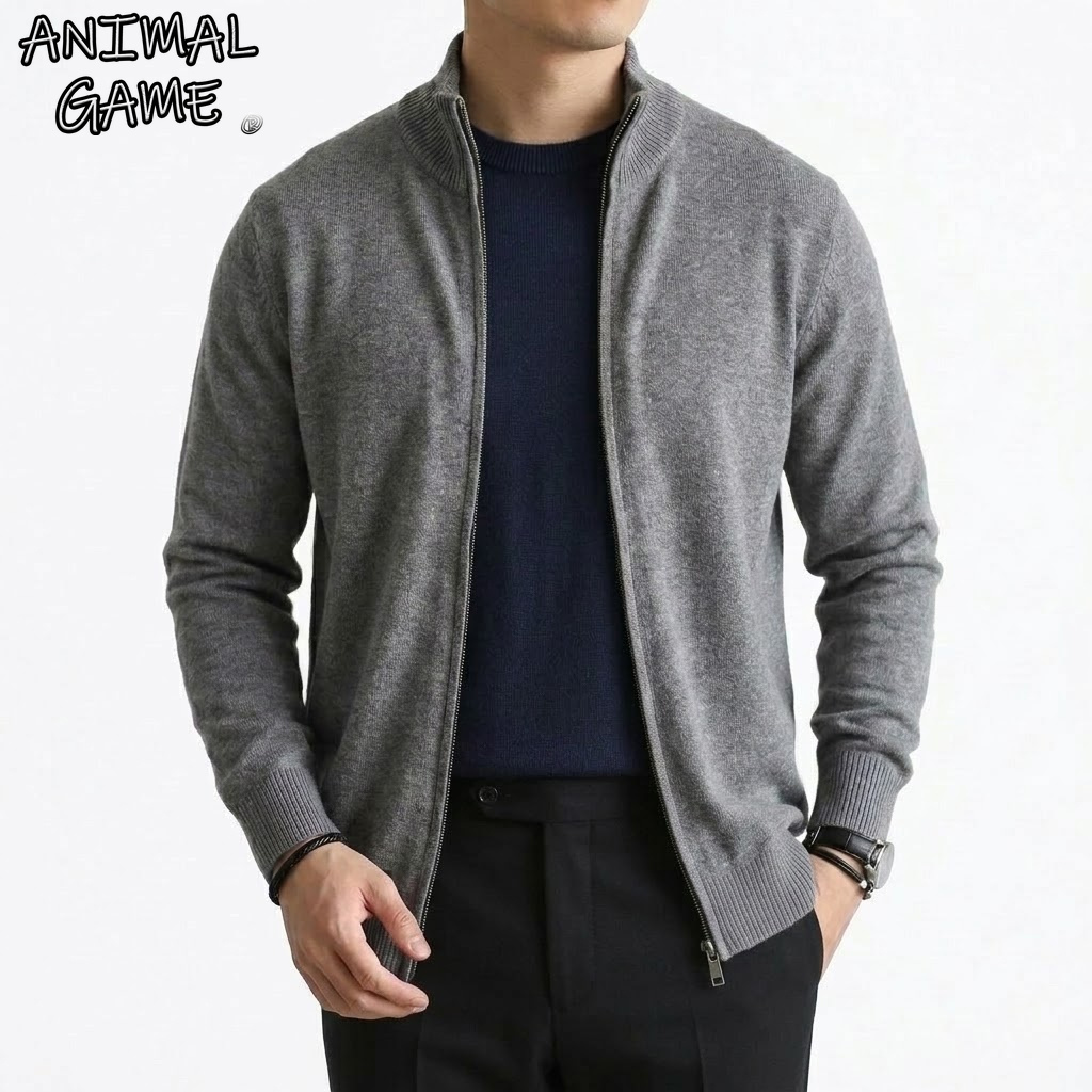 Men'S Fashion Zip Sweater - 秋のメンズジップアップニットカーディガンセーター、カジュアルスタンドカラーニットジャケット、長袖アウターウェア、冬服スウェットシャツ
