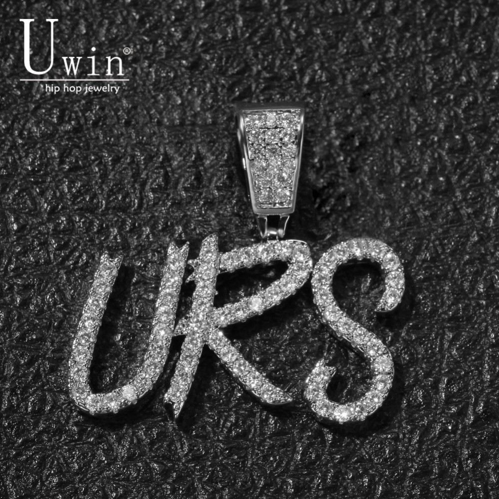 Mens Fashion Combination - Uwin-男性用の名前とブラシ付きのネックレス,カスタマイズ可能なペンダント,ヒップホップスタイルのジュエリー