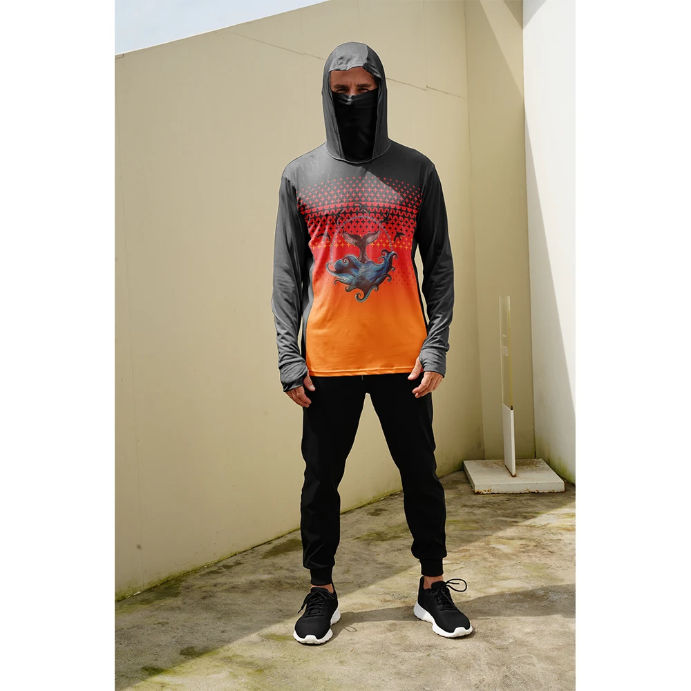 Men'S Fashion T Shirts - 釣り用シャツ メンズ 日焼け防止 フード付きマスク 一体型 釣り服
