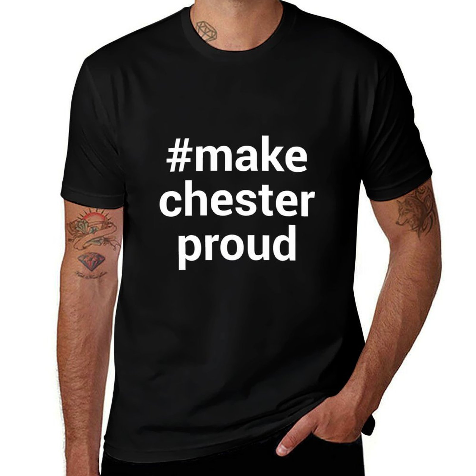 Mens Fashion Hashtags - メイク・チェスター・プラウド ハッシュタグ Tシャツ カジュアル ファッション プリント