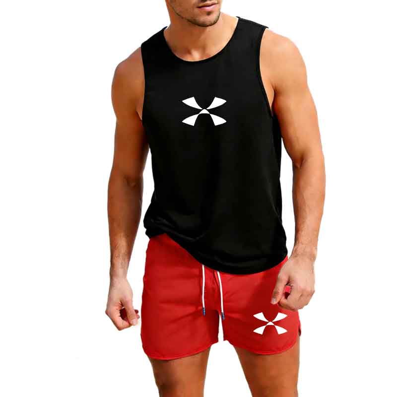 Mens Fashion Trend - 屋外ジョギングスポーツウェアメンズベスト + ショーツ 2 ピース夏カジュアルファッショントレンドセットビーチサーフィンメンズスーツヨーロッパサイズ