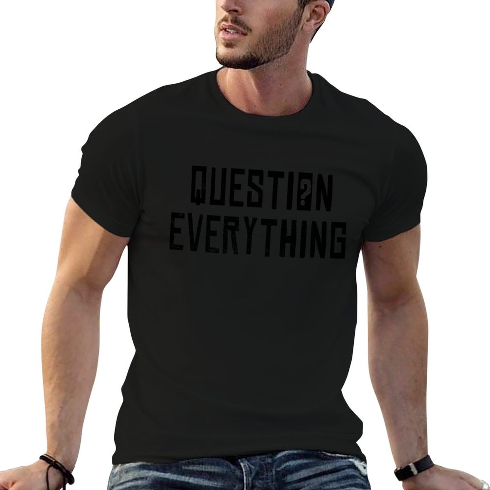 Men'S Fashion Questions - すべてを疑問視して、独自の調査をしてください、真実愛好家、批判的思考家 Tシャツ ファッション シンプル カジュアル Tシャツ