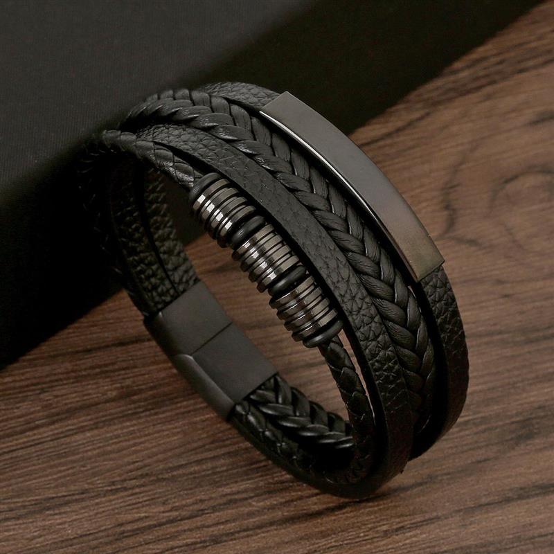 Mens Fashion Combination - クラシックメンズレザーブレスレット新スタイル手織り多層コンビネーションアクセサリーファッションマンジュエリー卸売ドロップシッピング