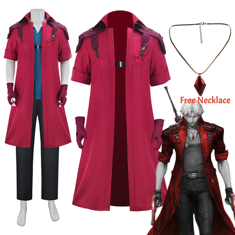 Trench Coat Men - DMC5 デビルメイクライダンテコスプレ衣装成人男性ゲームハロウィン衣装ロングウィンドコート手袋ロールプレイカーニバルパーティー衣装
