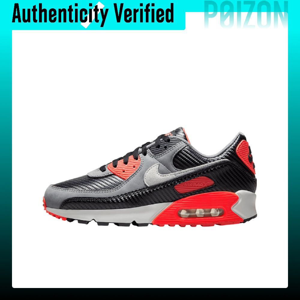 Nike Shoes Air Max 90 - ナイキ エア マックス 90、耐摩耗性に優れたローカットのカジュアルランニングシューズ、メンズ、ブラック、グレー、レッド、HM9432-001。