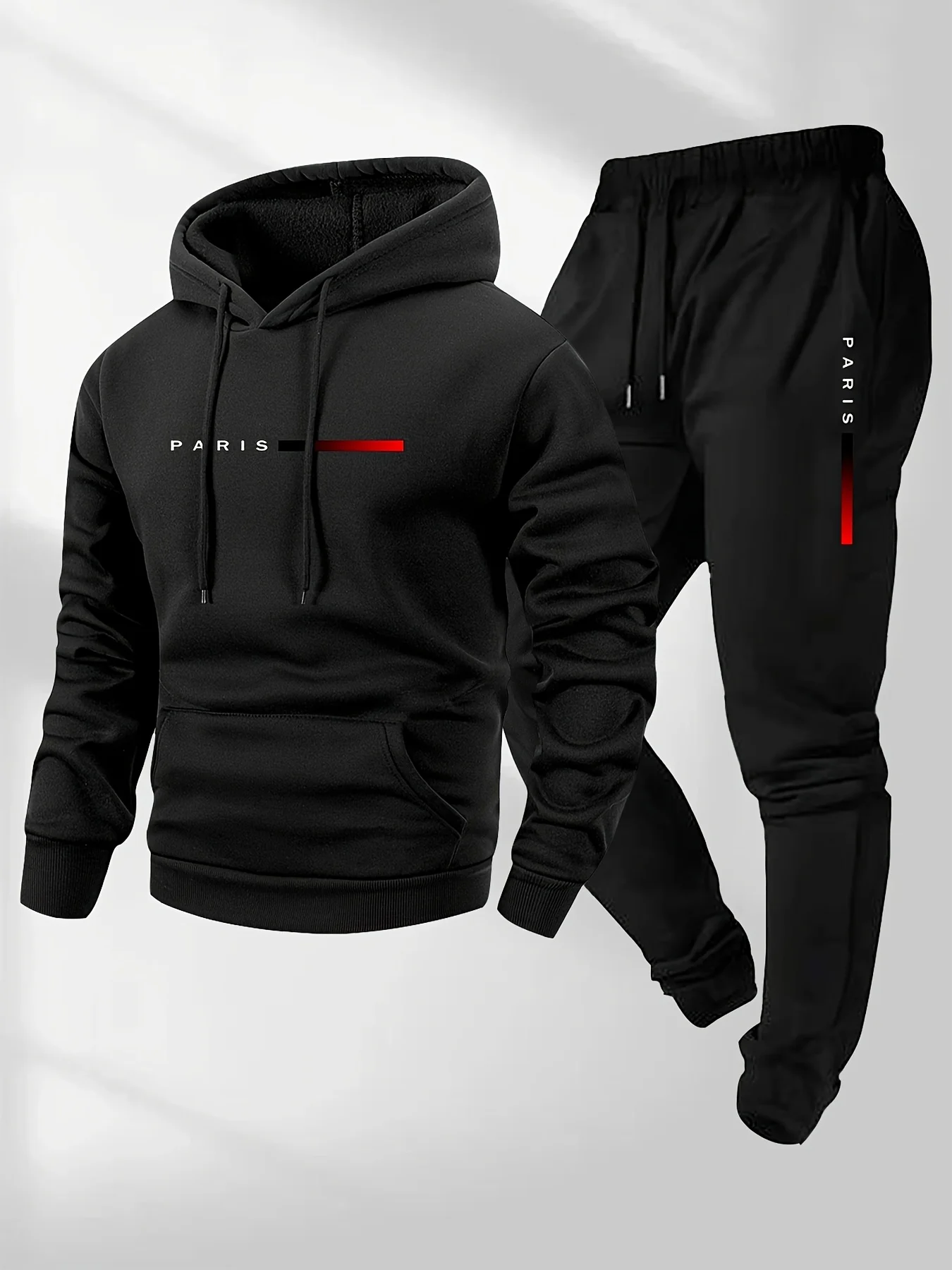 Mens Fashion Trend - 新しいトレンドストリートファッションレタープリントスポーツウェアセットメンズフード付きスポーツウェアパンツセット春と秋冬の暖かさセット