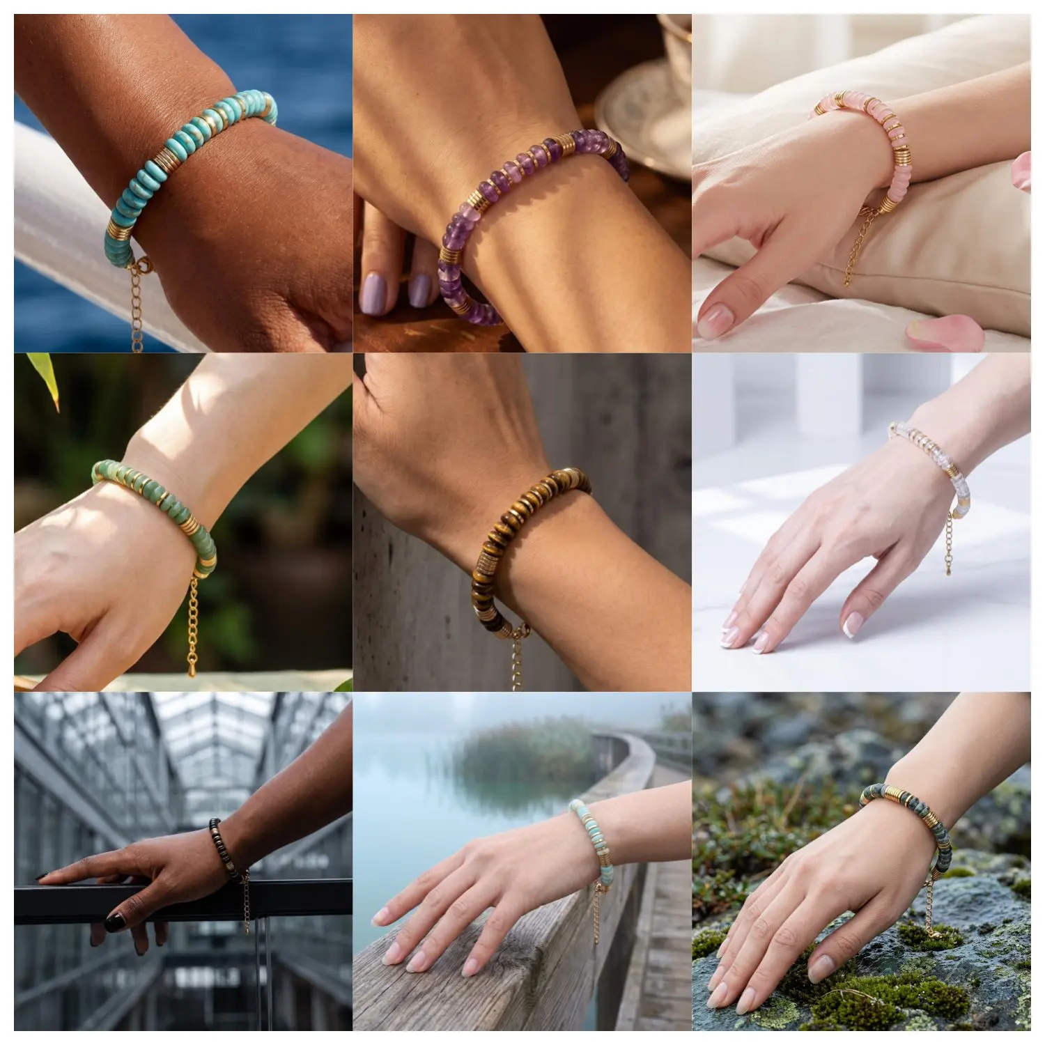 6x3MMディスクビーズ付きジェムストーンブレスレット、調節 - Mens Fashion Discord のレビューと価格