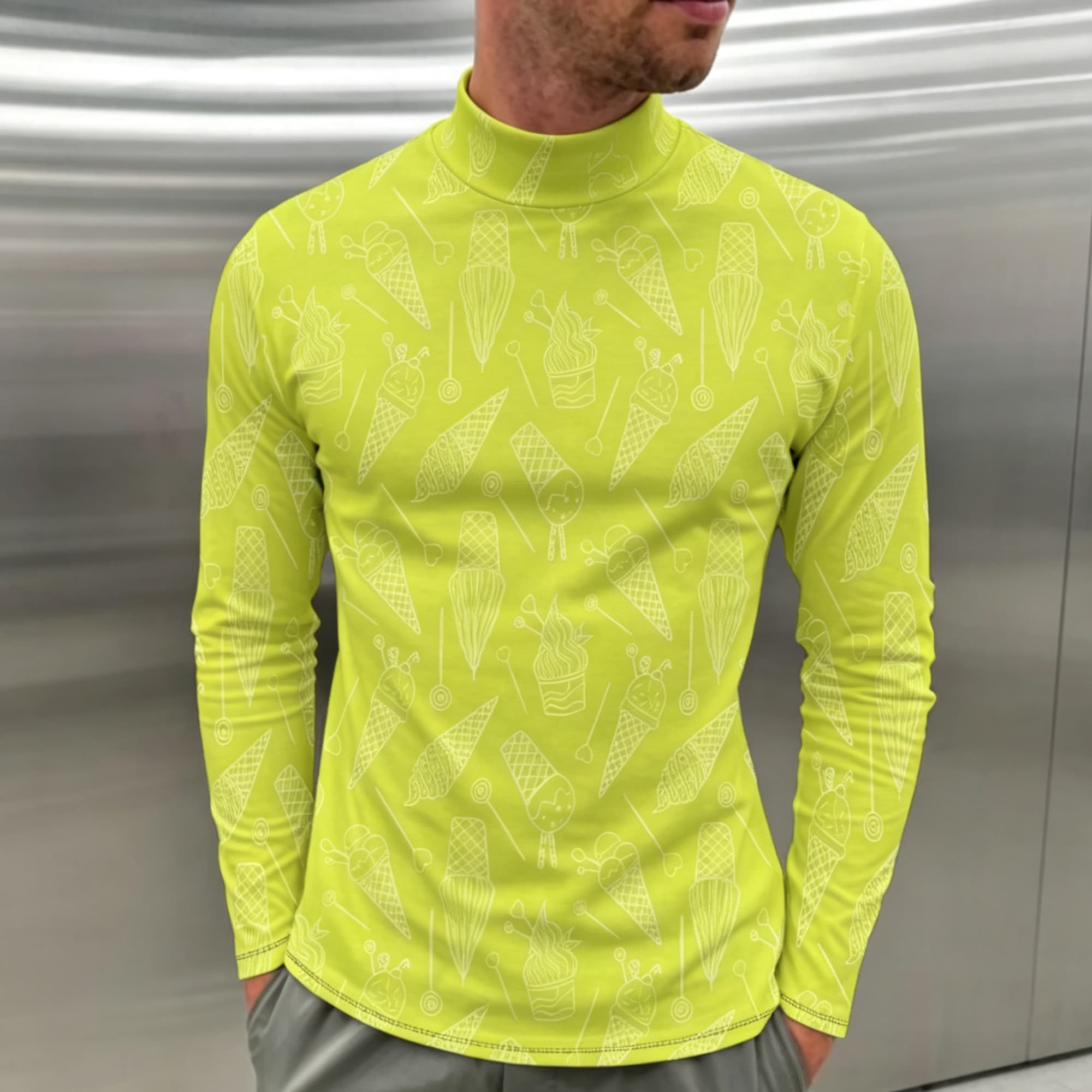 ノベルティデザートグラフィックメンズモックネック長袖シャツス - Mens Fashion Trend のレビューと価格