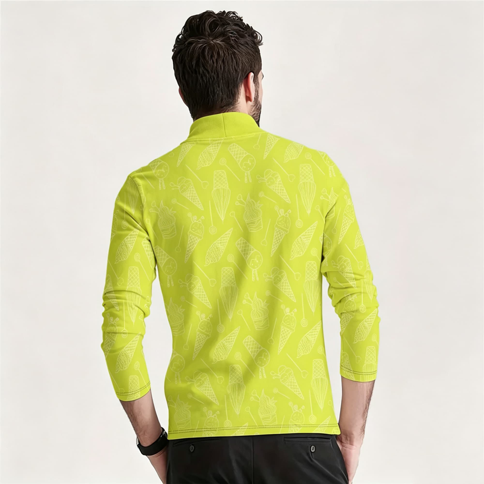 ノベルティデザートグラフィックメンズモックネック長袖シャツス - Mens Fashion Trend のレビューと価格