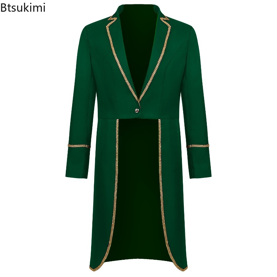 新作メンズ、ゴールドの縁取りが施されたハロウィーン風テールコ - Trench Coat Men のレビューと価格