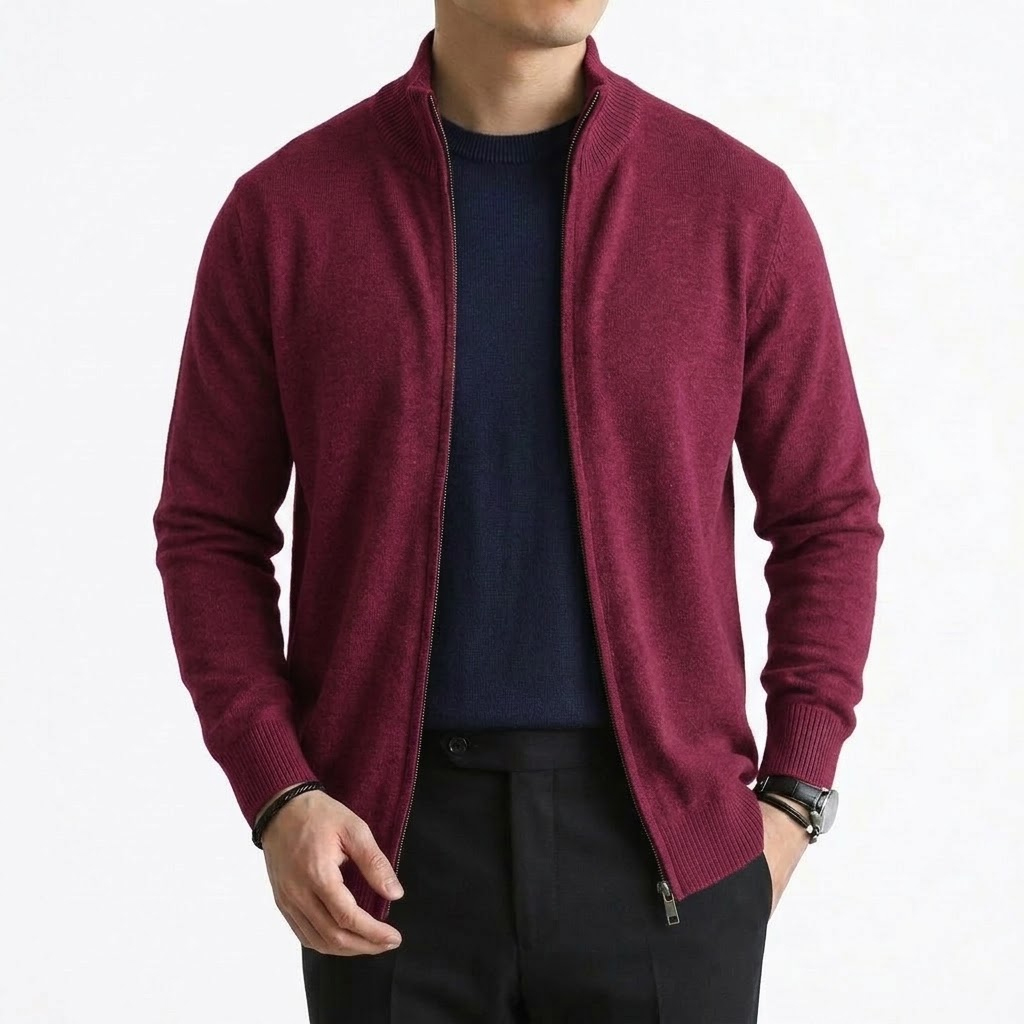 秋のメンズジップアップニットカーディガンセーター、カジュアル - Men'S Fashion Zip Sweater のレビューと価格