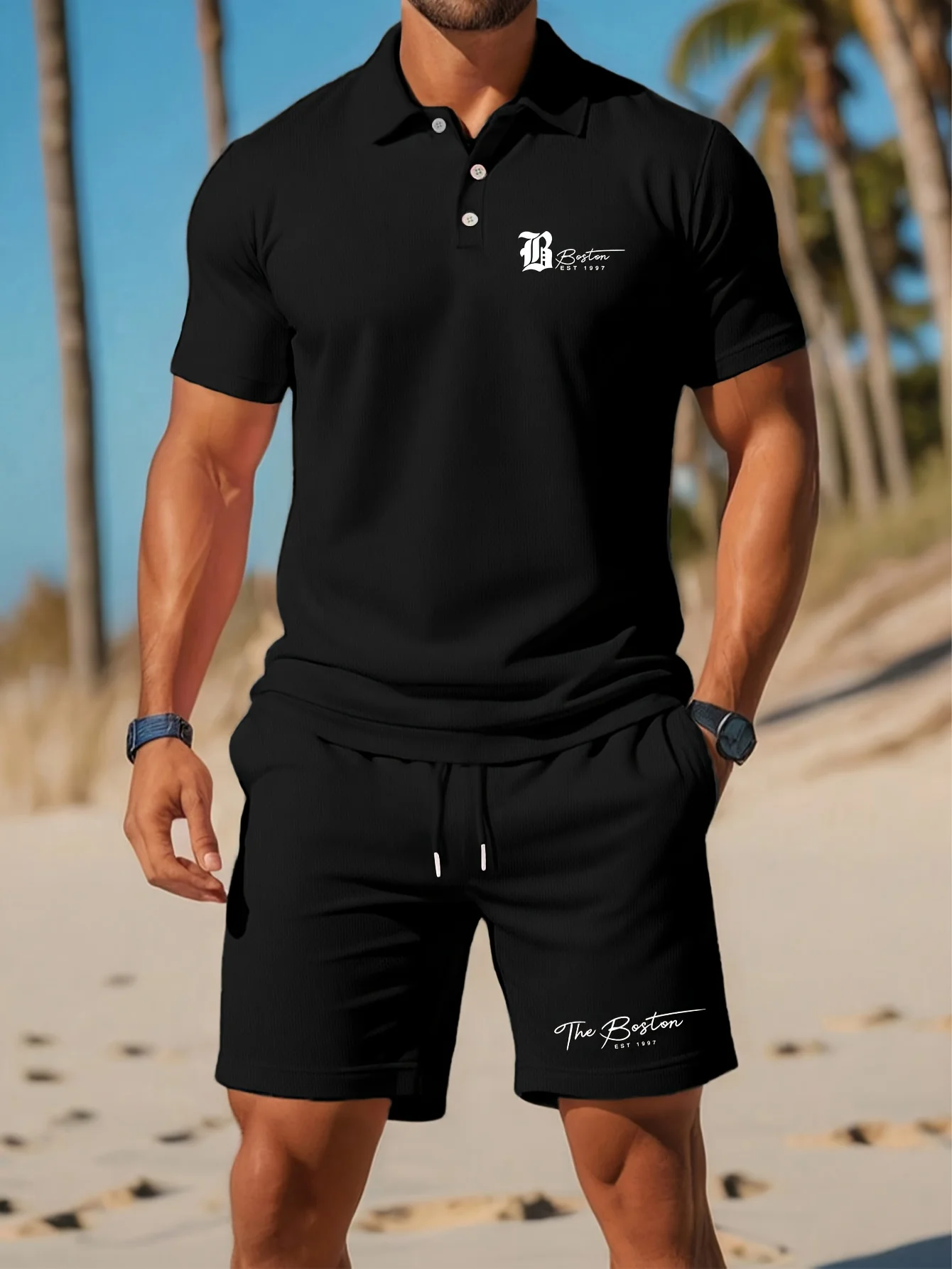 夏の新作メンズポロシャツセット カジュアルスポーティー クー - Mens Fashion Wear のレビューと価格