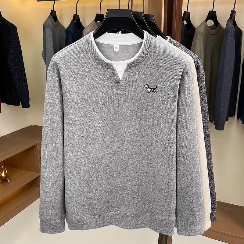 ファッショントレンド無地メンズフェイクツーピースTシャツ秋冬 - Mens Fashion Wear のレビューと価格