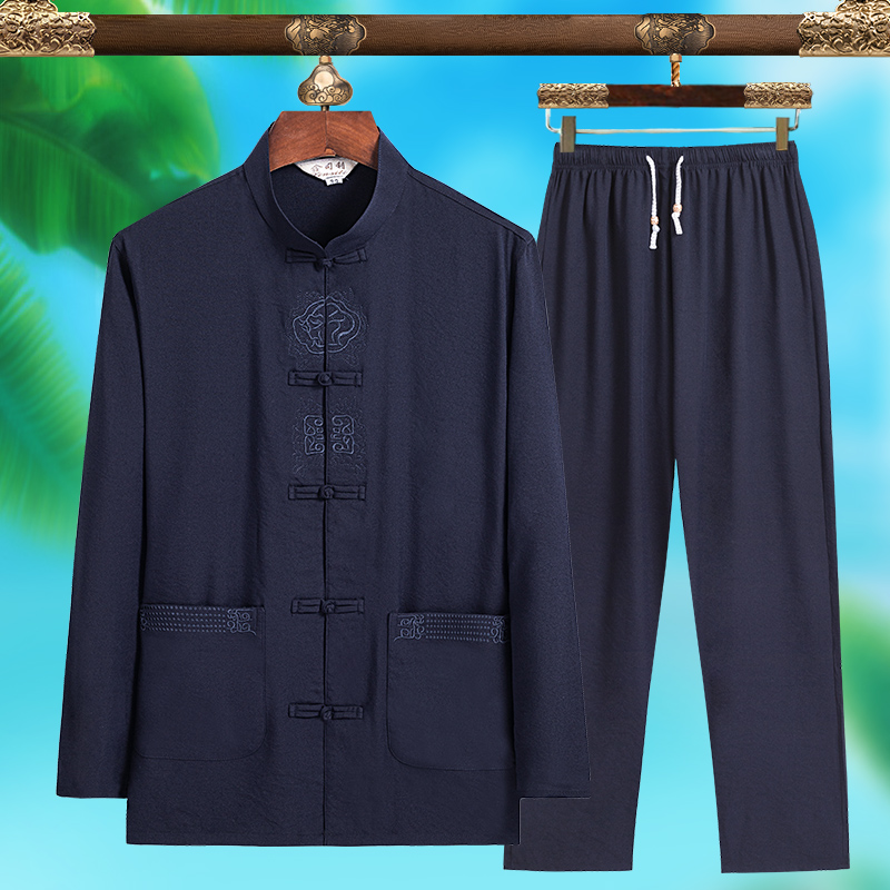 高品質メンズファッショナブルな唐服、純シルク軽量長袖セット、 - Mens Fashion Wear のレビューと価格