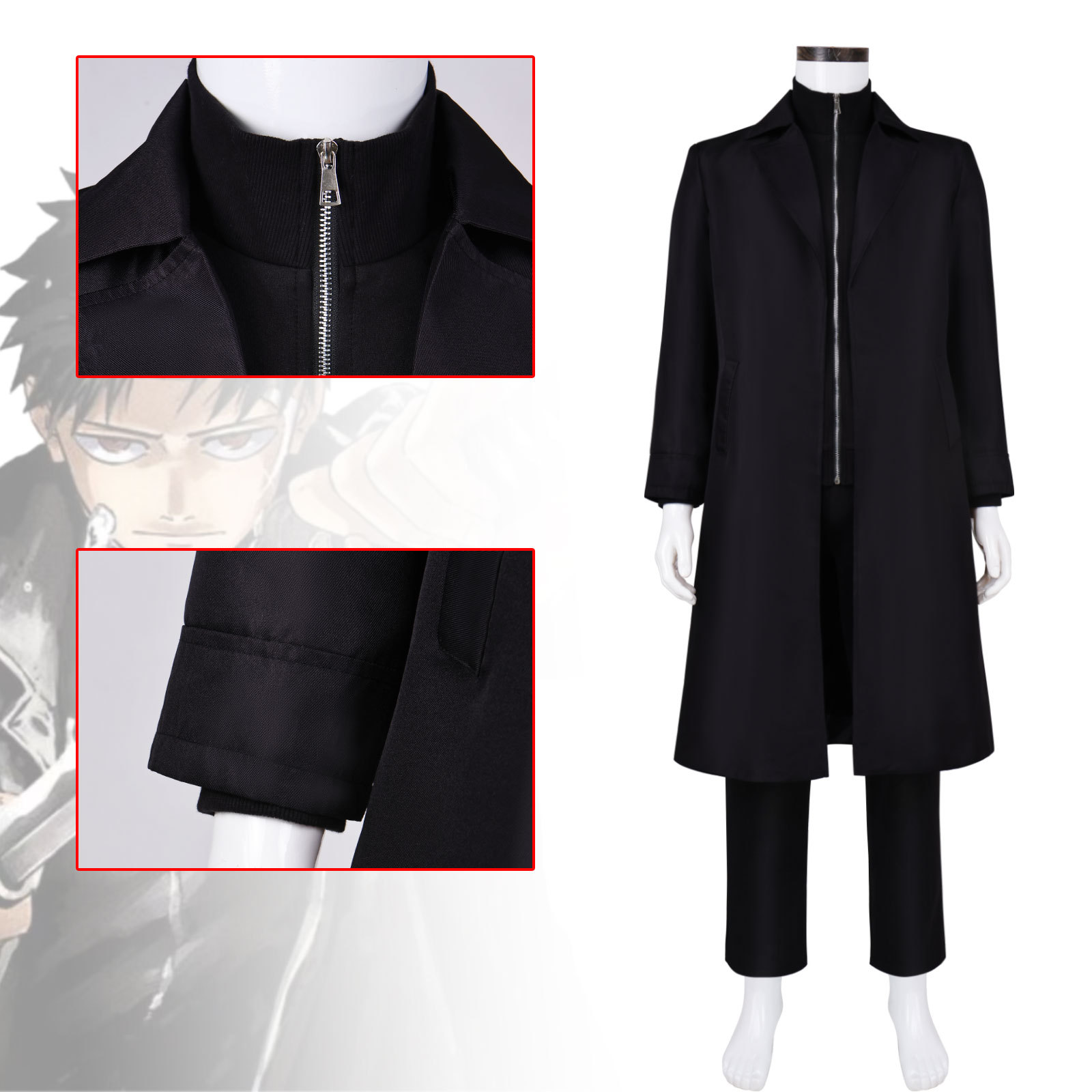 メンズ チヒロ・ロクヒラ コスプレスーツ カグラバチ アニメ - Trench Coat Men のレビューと価格