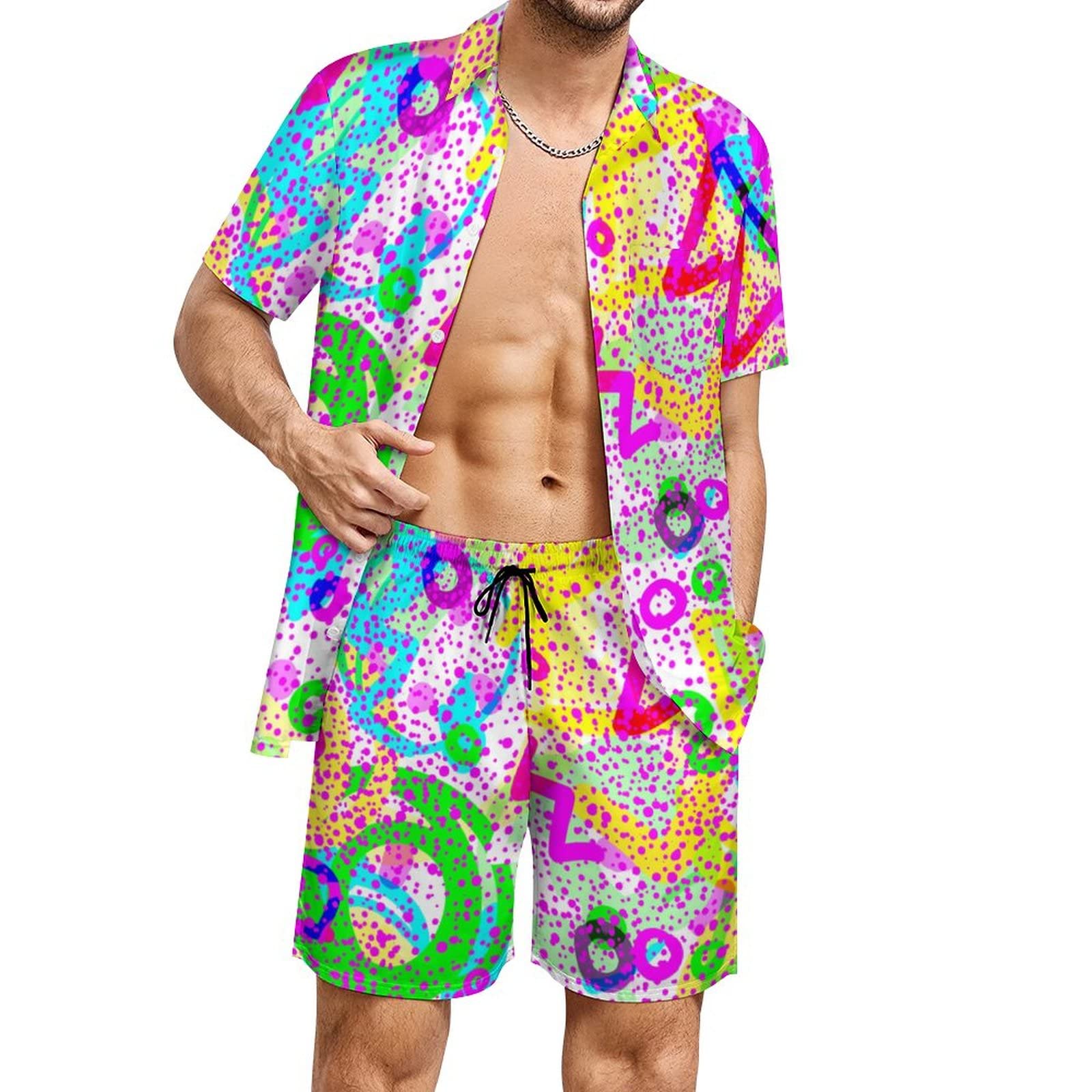 夏用不規則幾何学模様3Dプリントメンズシャツセットファッショ - Mens Fashion Wear のレビューと価格