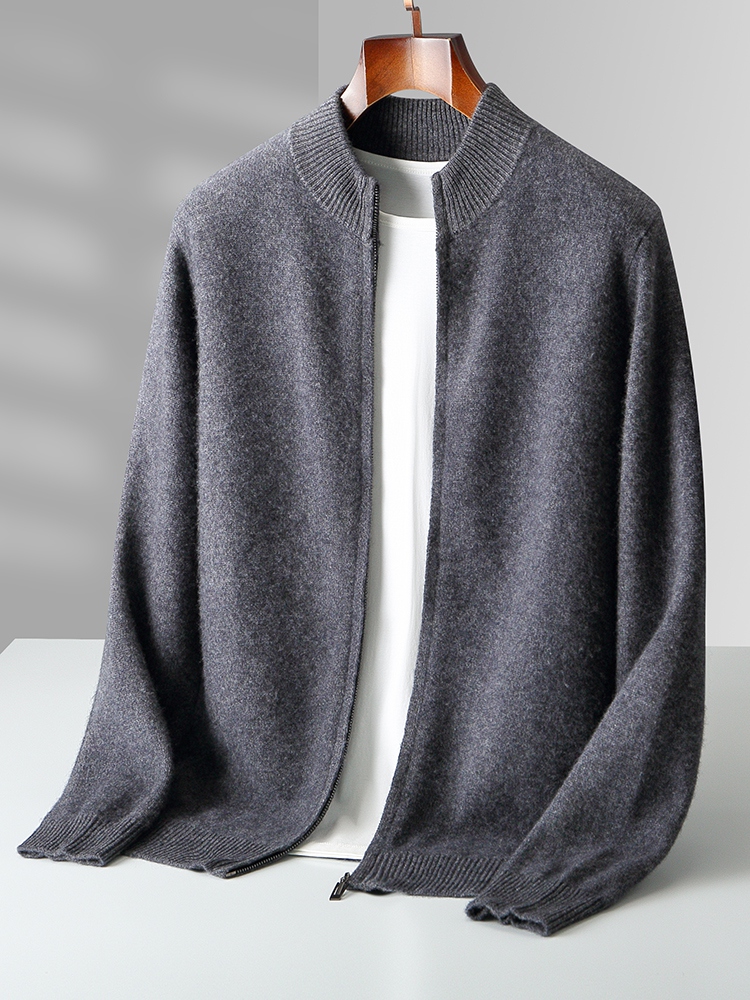 秋冬メンズウーカーディガンジッパーモックネック長袖カシミヤセ - Men'S Fashion Zip Sweater のレビューと価格