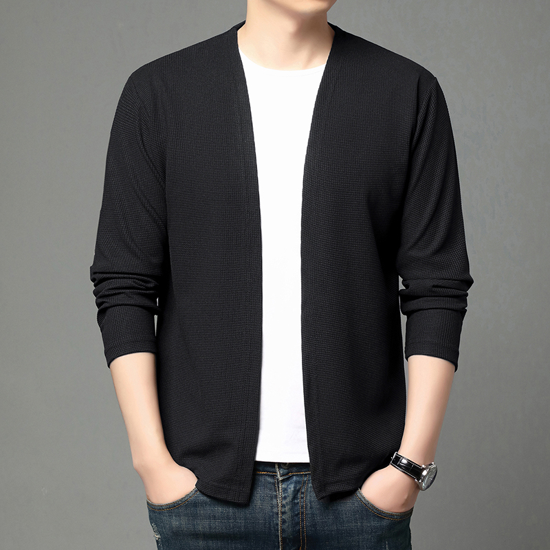 春と夏の無地ニットカーディガンジャケット日焼け防止服メンズシ - Men'S Fashion Zip Sweater のレビューと価格