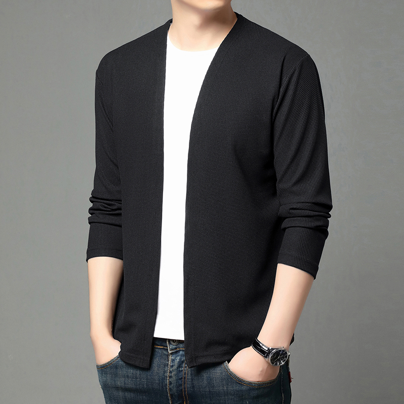 春と夏の無地ニットカーディガンジャケット日焼け防止服メンズシ - Men'S Fashion Zip Sweater のレビューと価格