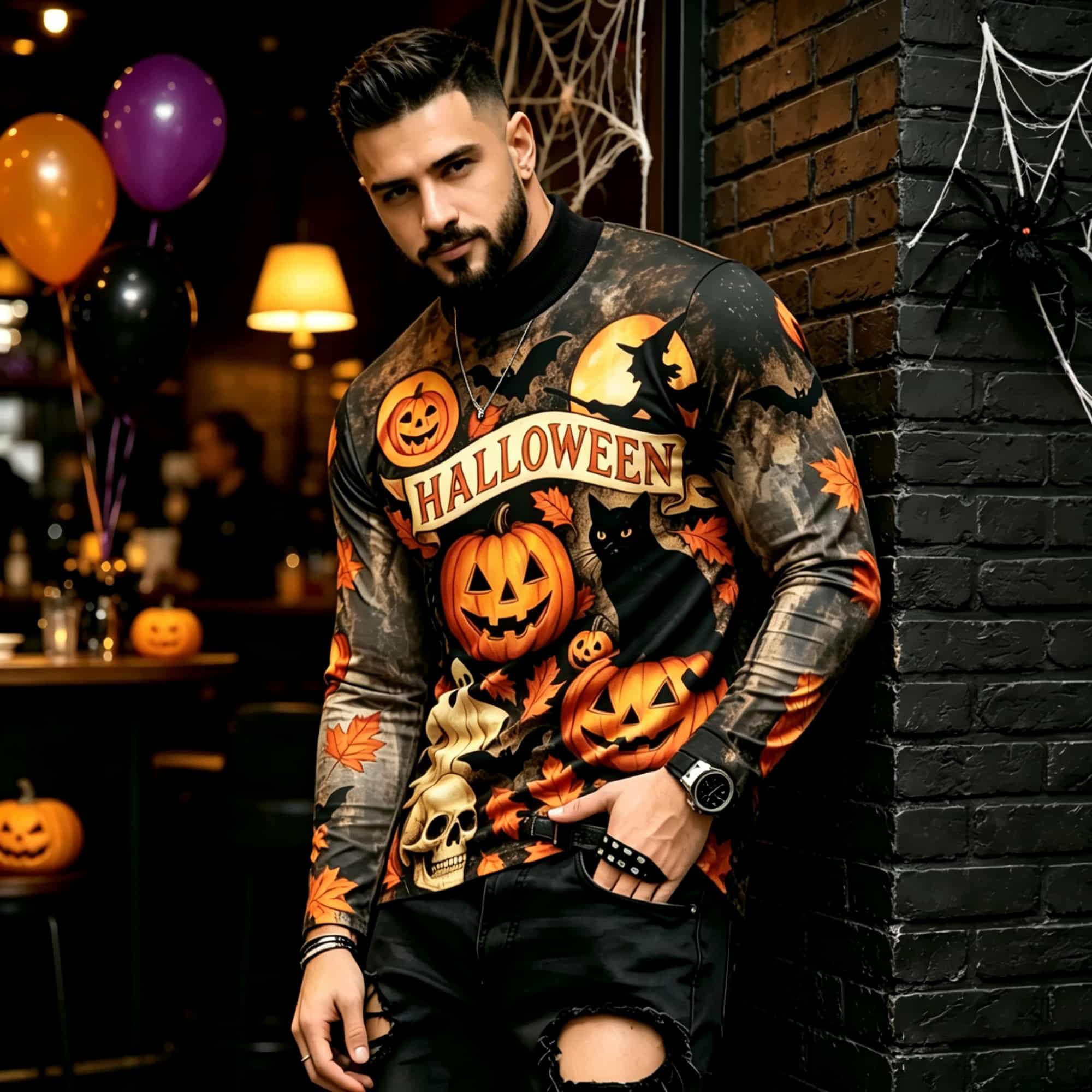 カジュアルファッションストリートスタイル ハロウィンプリント - Mens Fashion Trend のレビューと価格