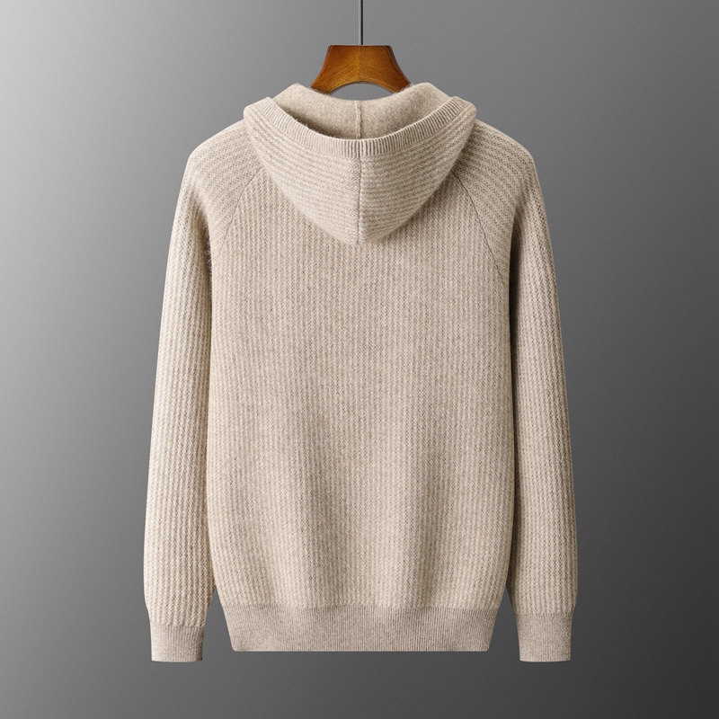 新しいメンズ厚いジッパーパーカーカーディガン100%メリノウ - Men'S Fashion Zip Sweater のレビューと価格