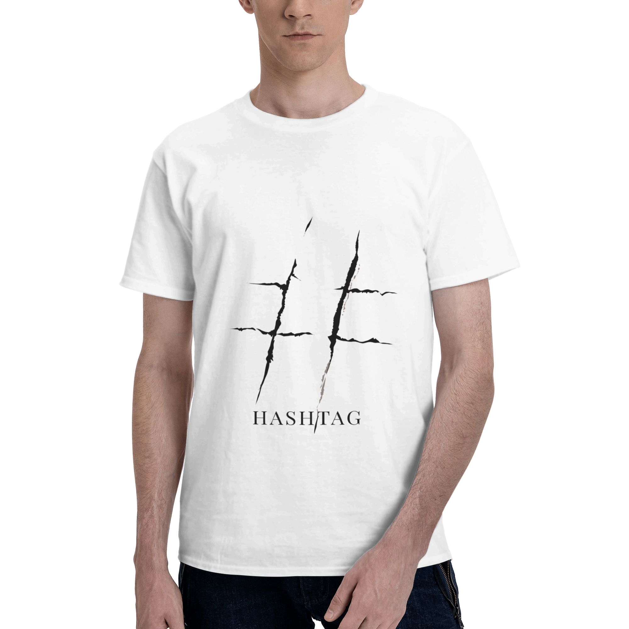 ハッシュタグとクロスラインのデザインがプリントされたメンズT - Mens Fashion Hashtags のレビューと価格