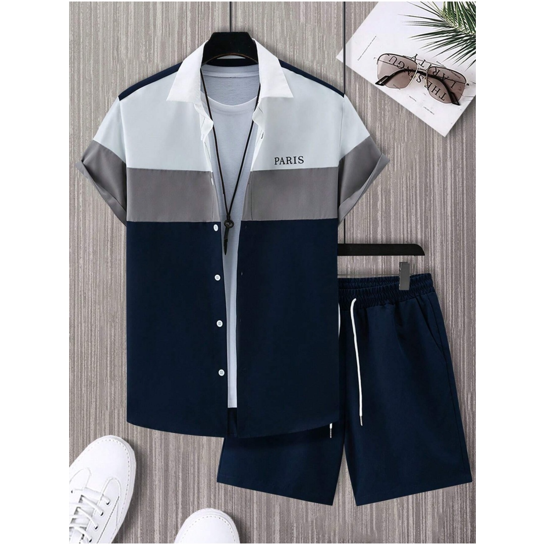 メンズファッションスーツ 青と白のパッチワークカラー シング - Mens Fashion Wear のレビューと価格